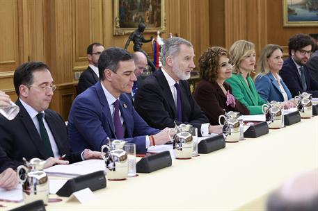 17/12/2024. The President of the Government of Spain takes part in the 35th ordinary meeting of the Board of Trustees of the Carolina Founda...