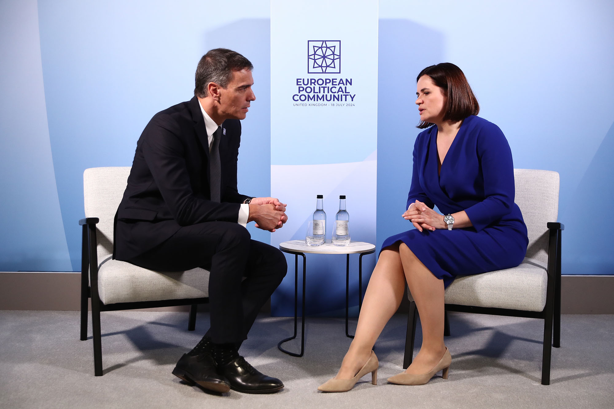 18/07/2024. Pedro Sánchez asiste a la cumbre de la Comunidad Política Europea. El presidente del Gobierno, Pedro Sánchez, y la líder de la o...