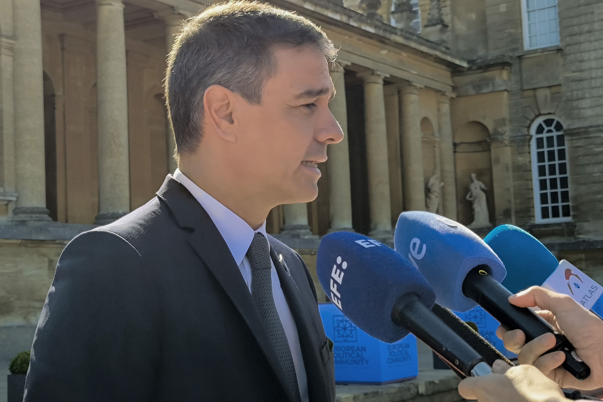 18/07/2024. Pedro Sánchez asiste a la cumbre de la Comunidad Política Europea en Reino Unido. El presidente del Gobierno, Pedro Sánchez, hac...