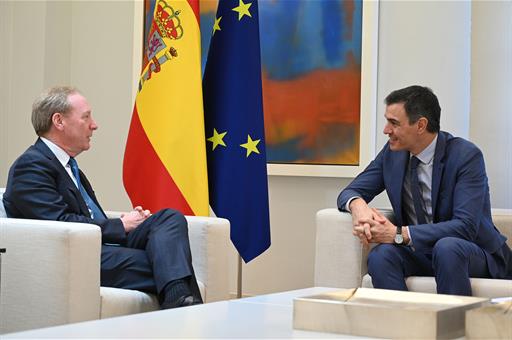 19/02/2024. The President of the Government of Spain receives the President of Microsoft. Meeting between the President of the Government of...