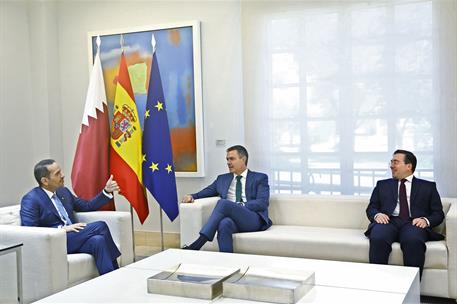 21/06/2024. Pedro Sánchez recibe al primer ministro de Catar, Mohammed Bin Abdulrahman Al Thani. El presidente del Gobierno, Pedro Sánchez, ...