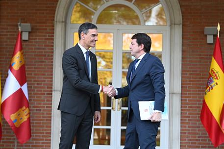 22/11/2024. Pedro Sánchez se reúne con el presidente de la Junta de Castilla y León, Alfonso Fernández Mañueco. El presidente del Gobierno, ...