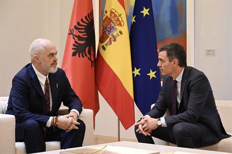 23/01/2024. Pedro S&#225;nchez recibe al primer ministro de la Rep&#250;blica de Albania, Edi Rama. El presidente del Gobierno, Pedro S&#225;nchez, y el pr...