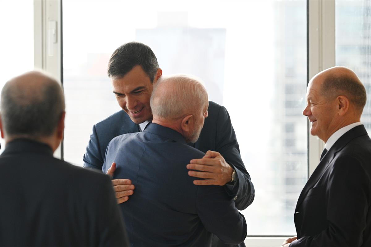 23/09/2024. Pedro Sánchez attends the working lunch hosted by the Chancellor of Germany, Olaf Scholz. The President of the Government of Spa...
