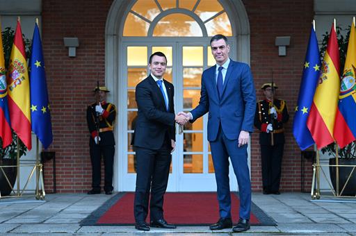 24/01/2024. Pedro Sánchez holds a meeting with the President of the Republic of Ecuador, Daniel Noboa. The President of the Government of Sp...