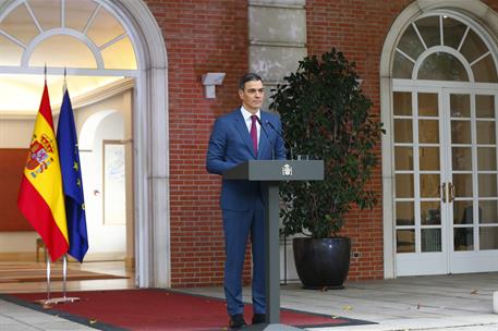 25/11/2024. Pedro Sánchez realiza una declaración institucional. El presidente del Gobierno del Gobierno, Pedro Sánchez, durante la declarac...
