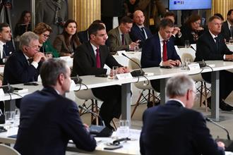 26/02/2024. Pedro Sánchez attends the Conference in Support of Ukraine. The President of the Government of Spain, Pedro Sánchez, during the ...