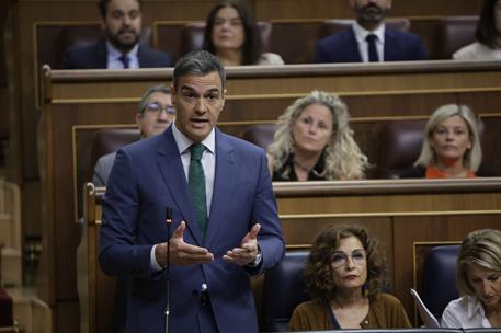 26/06/2024. Pedro S&#225;nchez asiste a la sesi&#243;n de control en el Congreso. El presidente del Gobierno, Pedro S&#225;nchez, interviene en la sesi&#243;n d...
