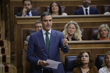 26/06/2024. Pedro S&#225;nchez asiste a la sesi&#243;n de control en el Congreso. El presidente del Gobierno, Pedro S&#225;nchez, durante su intervenci&#243;n e...