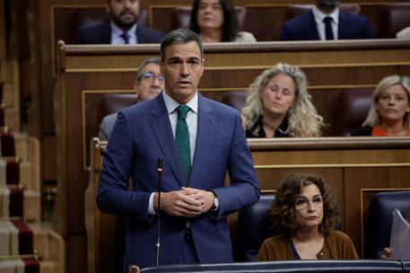 26/06/2024. Pedro S&#225;nchez asiste a la sesi&#243;n de control en el Congreso. El presidente del Gobierno, Pedro S&#225;nchez, durante su intervenci&#243;n e...