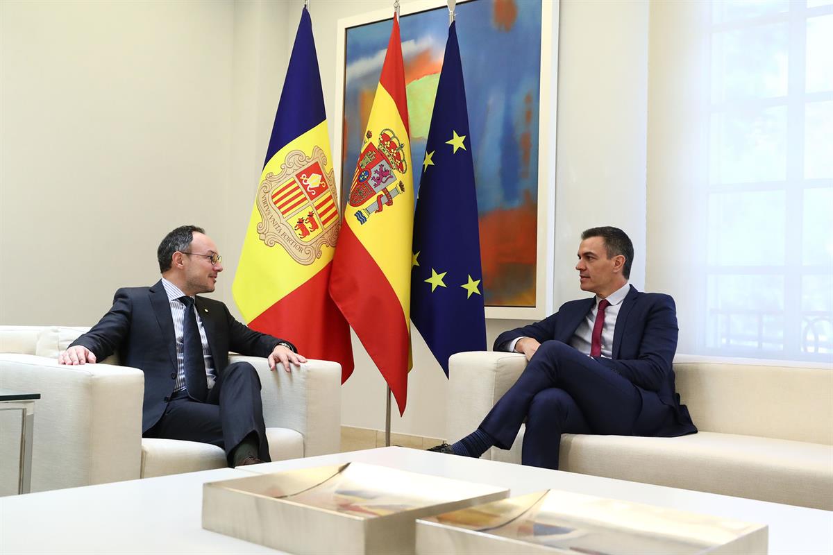 27/02/2024. El presidente del Gobierno recibe en Moncloa al Cap de Govern de Andorra. El presidente del Gobierno, Pedro Sánchez, se reúne co...
