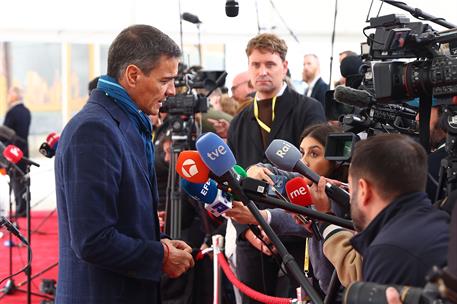 1/10/2025. Pedro Sánchez participa en la reunión informal de los jefes de Estado y de Gobierno de la UE27. El presidente del Gobierno, Pedro...