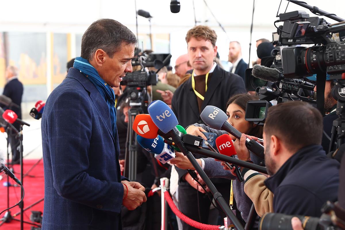 1/10/2025. Pedro Sánchez participa en la reunión informal de los jefes de Estado y de Gobierno de la UE27. El presidente del Gobierno, Pedro...