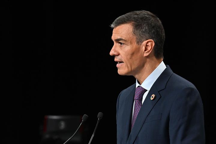 El presidente del Gobierno durante su intervención en la mesa redonda sobre comercio  