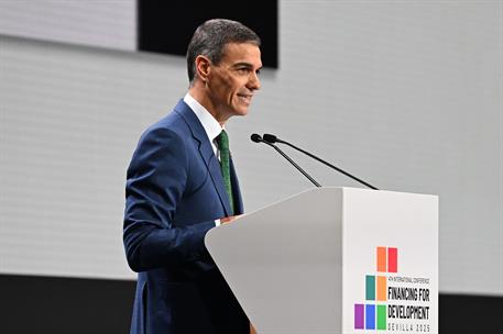 3/07/2025. Clausura la IV Conferencia Internacional sobre la Financiación para el Desarrollo. El presidente del Gobierno, Pedro Sánchez, int...