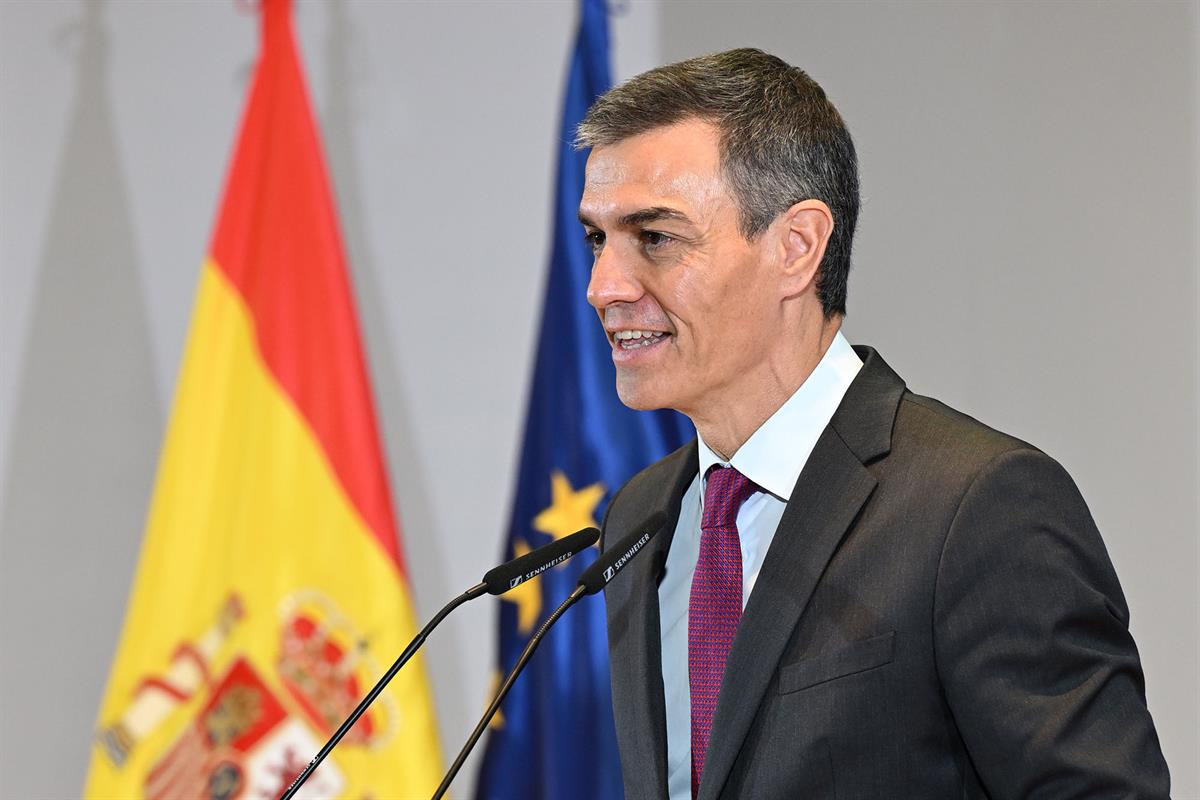 3/12/2025. Pedro Sánchez presenta el Plan España Auto 2030. El presidente del Gobierno, Pedro Sánchez, durante su intervención en el acto.