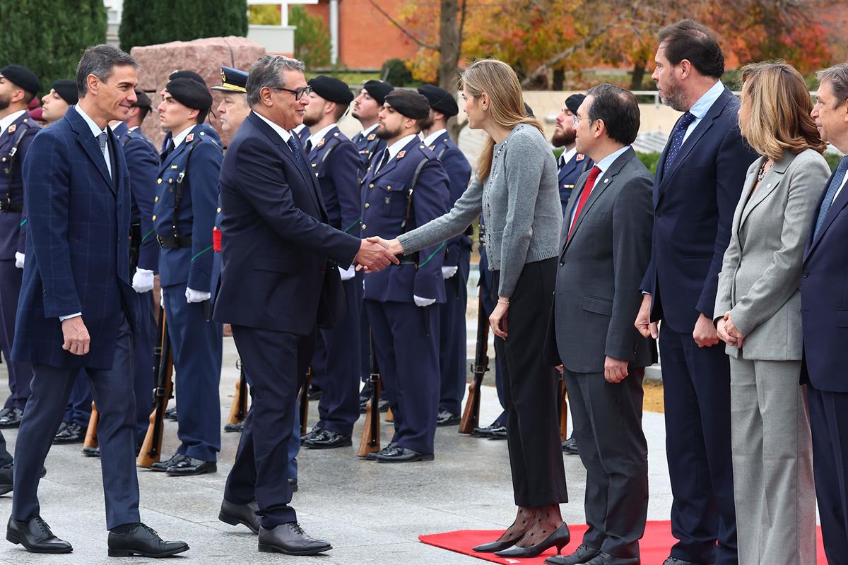 4/12/2025. XIII Reunión de Alto Nivel España-Marruecos. El presidente del Gobierno, Pedro Sánchez, y el primer ministro de Marruecos, Aziz A...