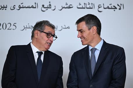 4/12/2025. XIII reunión de alto nivel España-Marruecos. El presidente del Gobierno, Pedro Sánchez, preside con el primer ministro de Marruec...