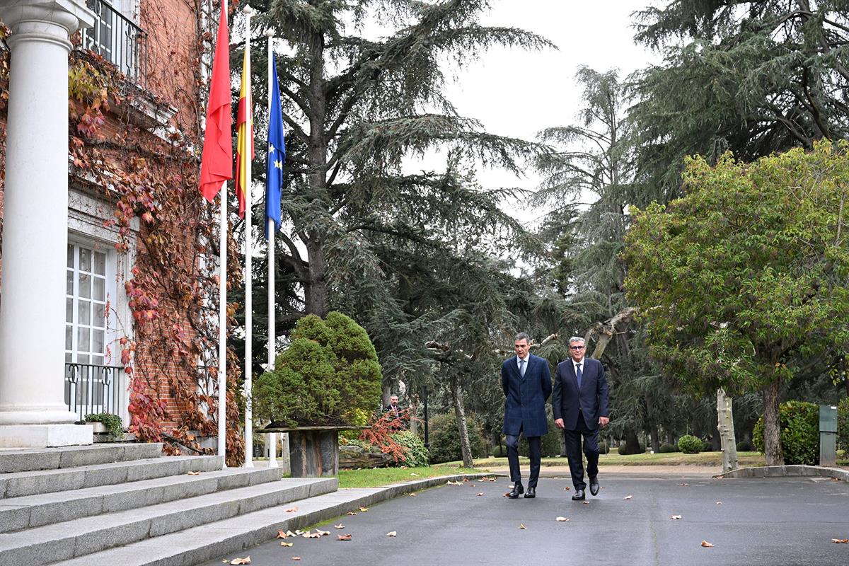 4/12/2025. XIII Reunión de Alto Nivel España-Marruecos. El presidente del Gobierno, Pedro Sánchez, y el jefe del Gobierno del Reino de Marru...