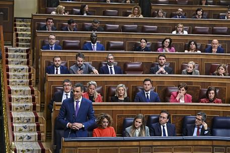 7/05/2025. Pedro S&#225;nchez interviene en la sesi&#243;n de control en el Congreso. El presidente del Gobierno, Pedro S&#225;nchez, durante su intervenci...