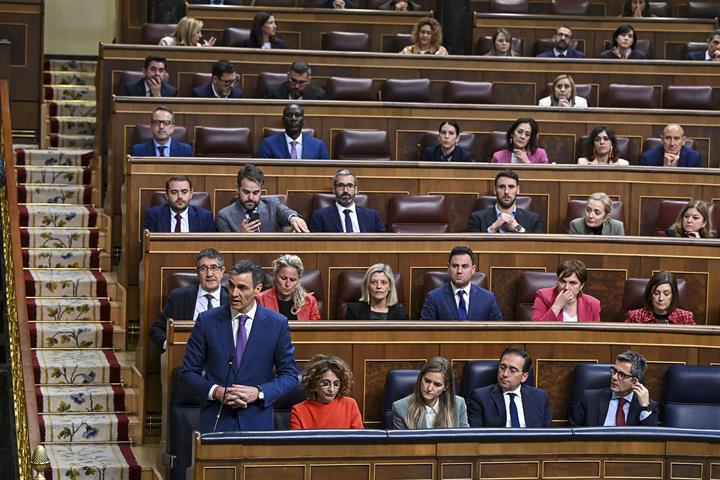 7/05/2025. Pedro Sánchez interviene en la sesión de control en el Congreso. El presidente del Gobierno, Pedro Sánchez, durante su intervenci...
