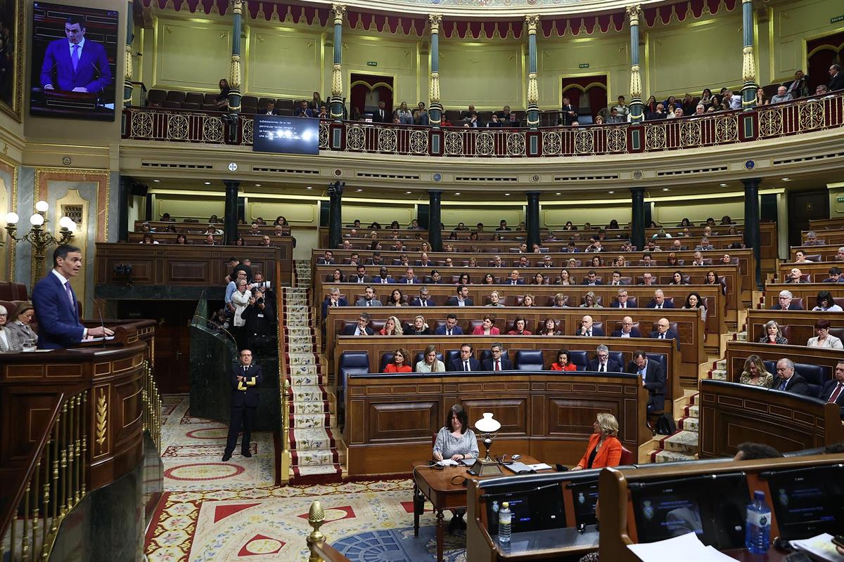 7/05/2025. Pedro Sánchez comparece en el Congreso de los Diputados. El presidente del Gobierno, Pedro Sánchez, durante su comparecencia a pe...