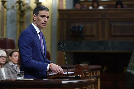 7/05/2025. Pedro S&#225;nchez comparece en el Congreso de los Diputados. El presidente del Gobierno, Pedro S&#225;nchez, durante su comparecencia a pe...