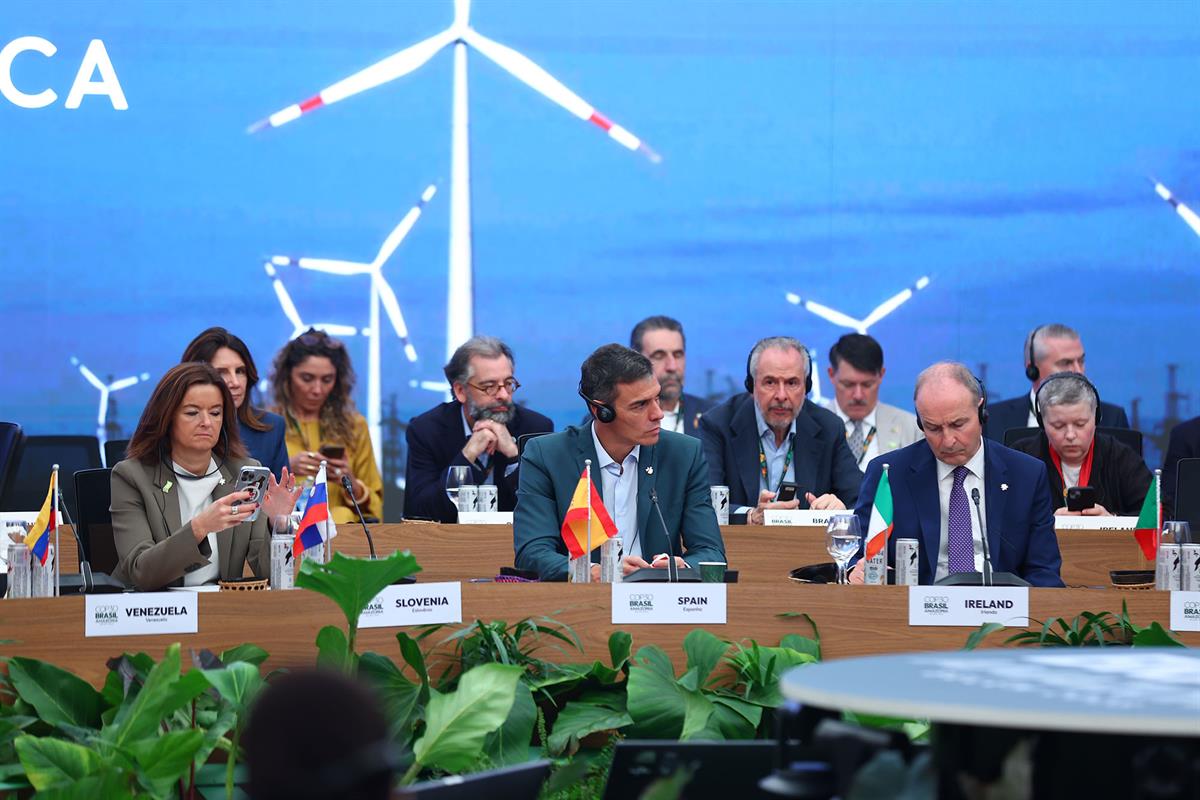 7/11/2025. Pedro Sánchez participa en la Cumbre del Clima. El presidente del Gobierno, Pedro Sánchez, durante su intervención en la sesión t...