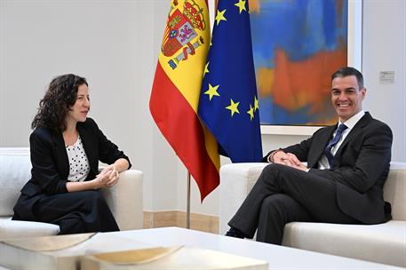 8/05/2025. El presidente del Gobierno recibe a la vicepresidenta europea de Derechos Sociales y Capacidades, Empleo de Calidad y Preparaci&#243;n...
