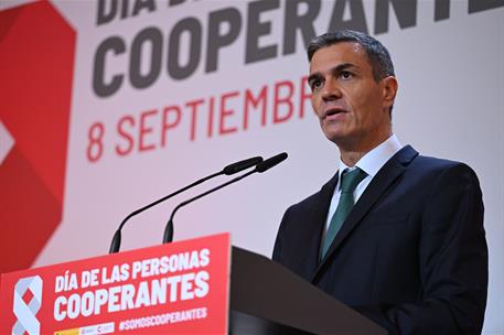 8/09/2025. Pedro Sánchez inaugurates an event on the occasion of Aid Workers' Day. The President of the Government of Spain, Pedro Sánchez, ...