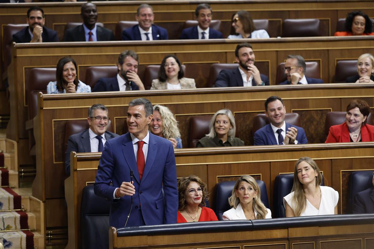 8/10/2025. Pedro Sánchez asiste a la sesión de control al Gobierno. El presidente del Gobierno, Pedro Sánchez, durante su intervención en la...
