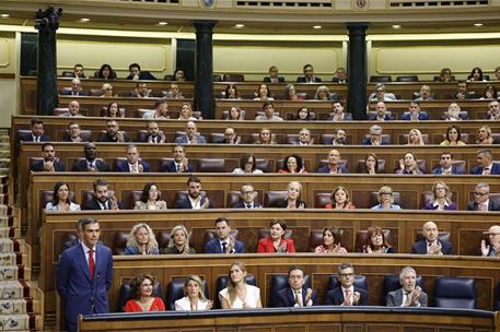 8/10/2025. Pedro Sánchez asiste a la sesión de control al Gobierno. El presidente del Gobierno, Pedro Sánchez, interviene en la sesión de co...