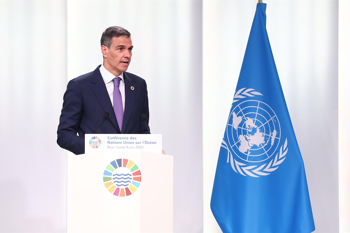 9/06/2025. Pedro Sánchez asiste a la Conferencia de las Naciones Unidas sobre los Océanos. El presidente del Gobierno, Pedro Sánchez, interv...