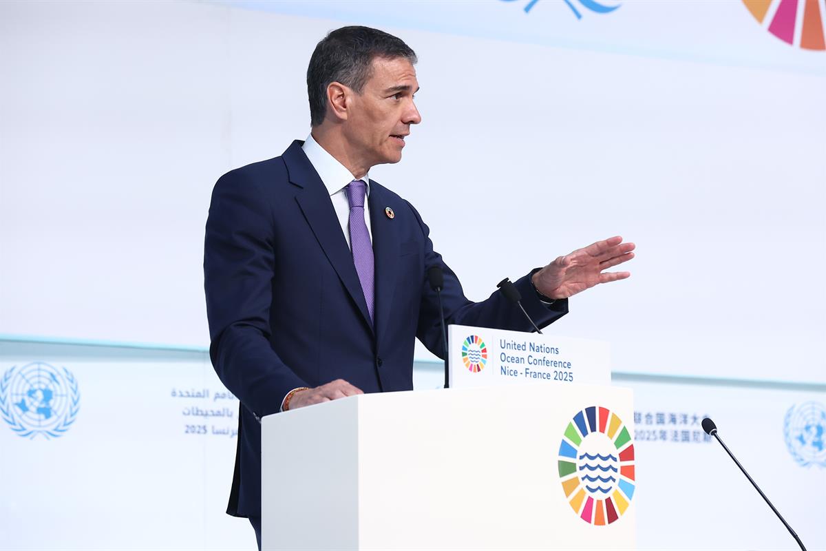 9/06/2025. Pedro Sánchez asiste a la Conferencia de las Naciones Unidas sobre los Océanos. El presidente del Gobierno, Pedro Sánchez, interv...