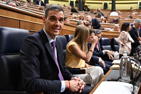 9/07/2025. Pedro S&#225;nchez comparece en la sesi&#243;n extraordinaria del Pleno. El presidente del Gobierno, Pedro S&#225;nchez, a su llegada al hemiciclo.