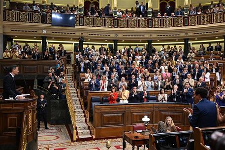 9/07/2025. Pedro Sánchez comparece en la sesión extraordinaria del Pleno. El presidente del Gobierno, Pedro Sánchez, en la tribuna del Congr...