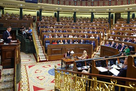 9/07/2025. Comparecencia del presidente del Gobierno sobre política internacional. El presidente del Gobierno, Pedro Sánchez, durante su com...