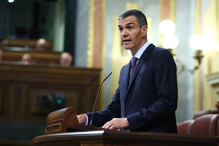 9/07/2025. Comparecencia del presidente del Gobierno sobre política internacional. El presidente del Gobierno, Pedro Sánchez, durante su com...