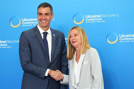 10/07/2025. Pedro S&#225;nchez participa en la Conferencia para la Reconstrucci&#243;n de Ucrania. El presidente del Gobierno, Pedro S&#225;nchez, y la pre...