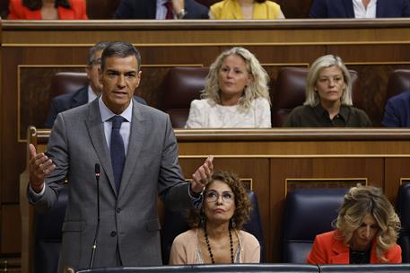 10/09/2025. Pedro Sánchez asiste a la sesión de control al Gobierno. El presidente del Gobierno, Pedro Sánchez, durante su intervención.