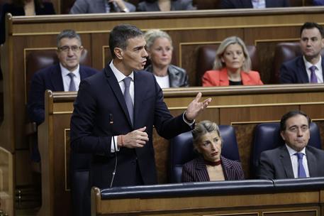 10/12/2025. Pedro Sánchez asiste a la sesión de control al Gobierno. El presidente del Gobierno, Pedro Sánchez, durante su intervención en l...