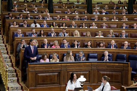 14/05/2025. Pedro S&#225;nchez asiste a la sesi&#243;n de control al Gobierno. El presidente del Gobierno, Pedro S&#225;nchez, responde a las preguntas for...