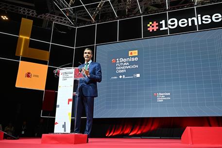 El presidente del Gobierno, Pedro Sánchez, durante su intervención en el acto de clausura de la 19ª del Encuentro Internacional 