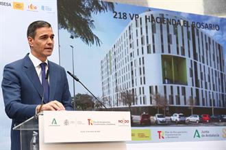 17/03/2025. Pedro Sánchez attends the hand over of keys to a public housing development in Seville. The President of the Government of Spain...