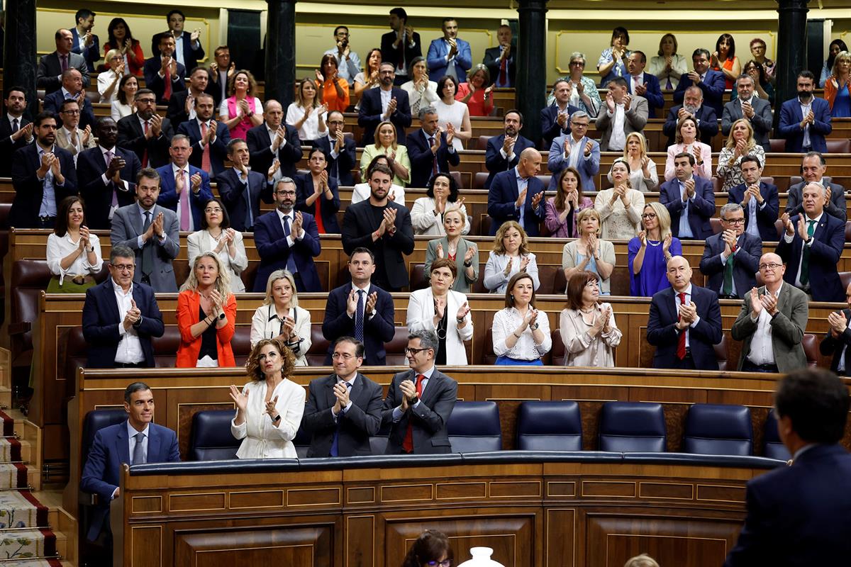 El presidente del Gobierno, Pedro Sánchez, durante la sesión de control en el Congreso