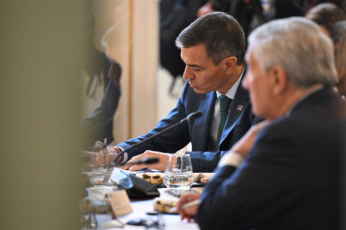 20/10/2025. XII Cumbre de los países del sur de la Unión Europea. El presidente del Gobierno, Pedro Sánchez, durante la primera sesión de tr...
