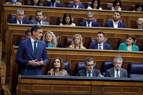 21/05/2025. Pedro S&#225;nchez asiste a la sesi&#243;n de control al Gobierno. El presidente del Gobierno, Pedro S&#225;nchez, durante su intervenci&#243;n en l...