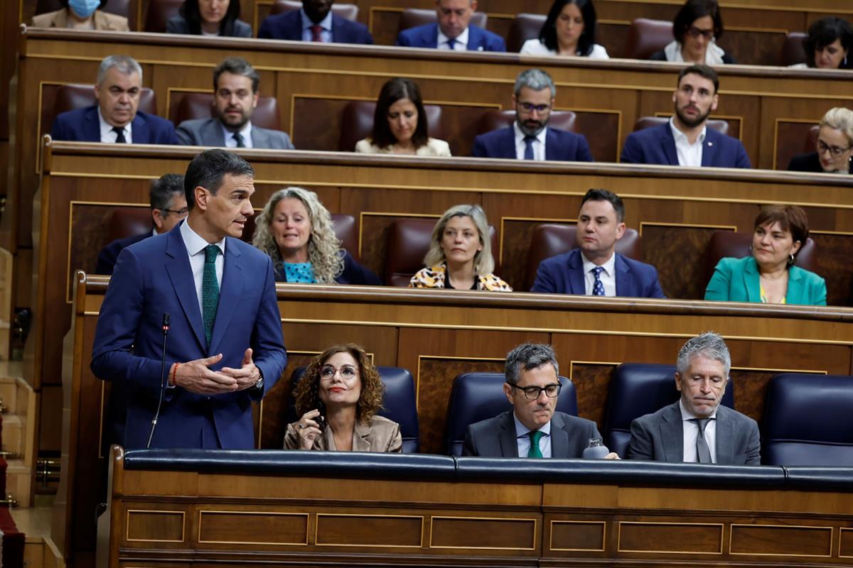 21/05/2025. Pedro Sánchez asiste a la sesión de control al Gobierno. El presidente del Gobierno, Pedro Sánchez, durante su intervención en l...