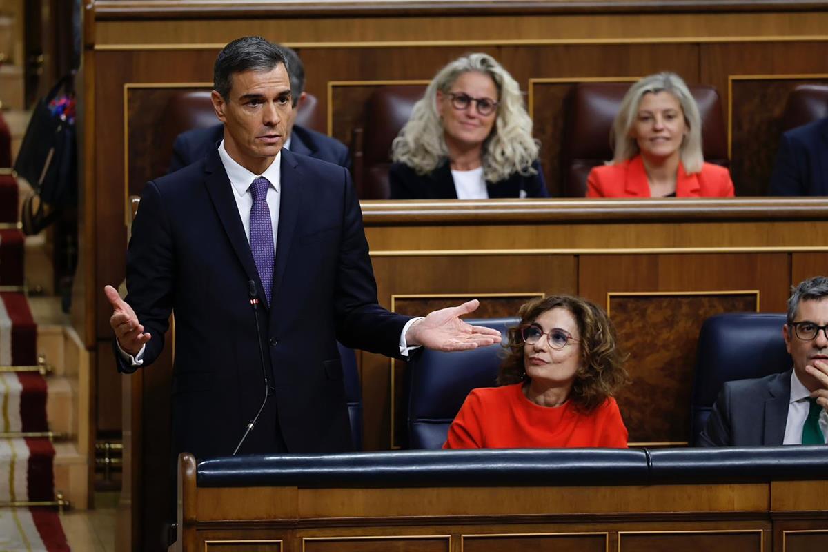 12/11/2025. Pedro Sánchez asiste a la sesión de control al Gobierno. El presidente del Gobierno, Pedro Sánchez, durante su intervención en l...