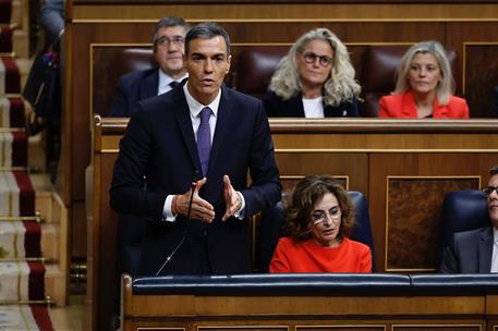 12/11/2025. Pedro Sánchez asiste a la sesión de control al Gobierno. El presidente del Gobierno, Pedro Sánchez, durante su intervención en l...